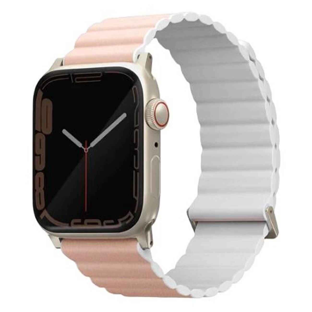 картинка Ремень силиконовый Uniq REVIX Premium для Apple Watch 49/ 45/ 44/ 42MM BLUSH PINK/ WHITE (45MM-REVPBPNKWHT) от магазина КомпьютерЦентр