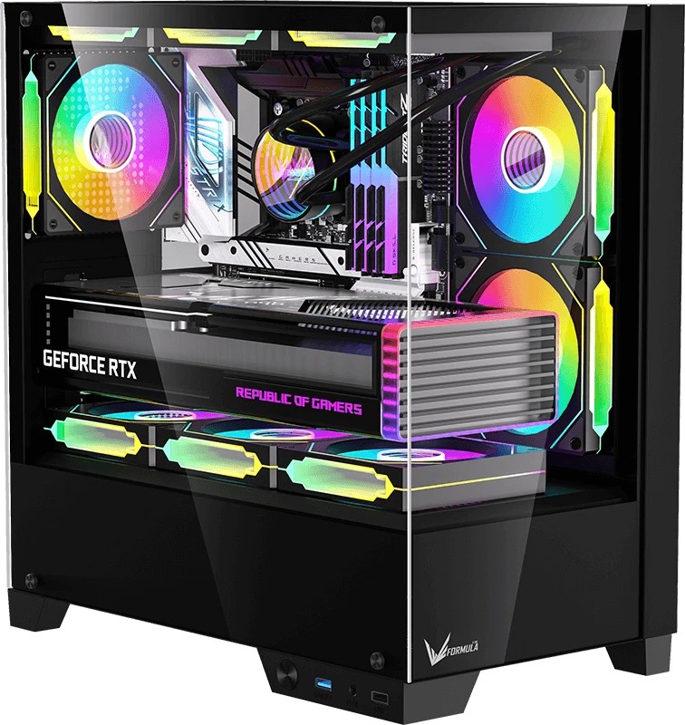 картинка Корпус Formula Crystal Z1M Plus FR, черный, без БП, mATX, PSU CRYSTAL Z1M + FR от магазина КомпьютерЦентр