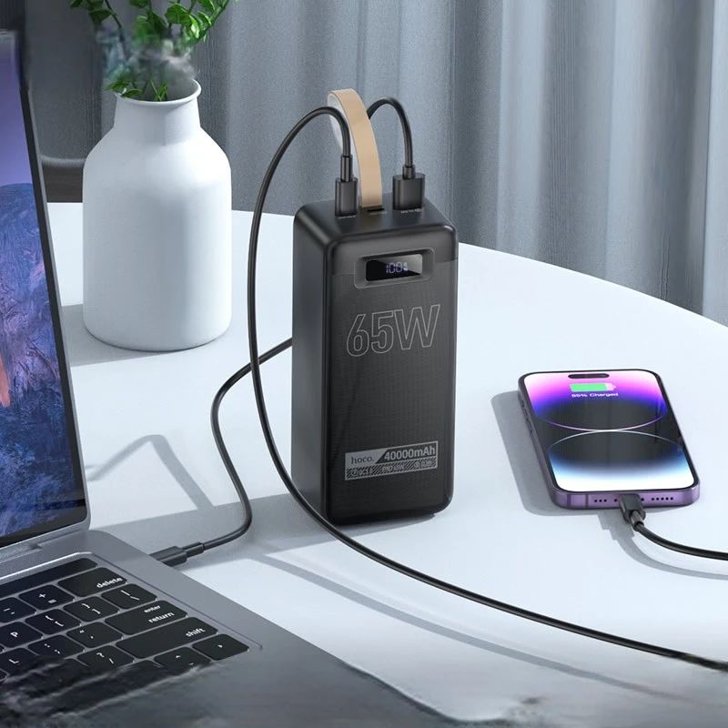 картинка Внешний аккумулятор Hoco DB82 Aquila PD65W fully compatible power bank (40000mAh) black от магазина КомпьютерЦентр