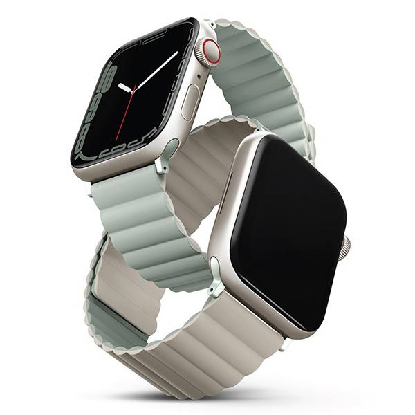 картинка Ремень силиконовый Uniq REVIX для Apple Watch 41/ 40/ 38, цвет шалфей/ бежевый (SAGE/ BEIGE) (41MM-REVSAGBEG) от магазина КомпьютерЦентр