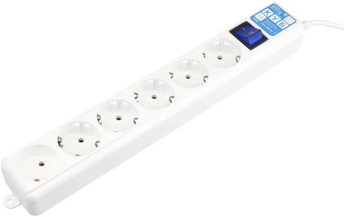 картинка Сетевой фильтр 3 м, PowerCube PRO, (SPL(5+1)-16B-P-3M-White) 3.0 м, LC контур - подавление В/ Ч помех, 16А/ 3,5кВт от магазина КомпьютерЦентр