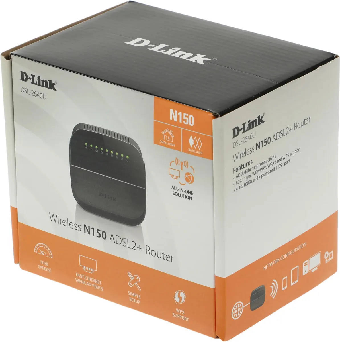 картинка Модем-роутер D-Link DSL-2640U/ R1A N150 ADSL2+/ VDSL2 черный от магазина КомпьютерЦентр