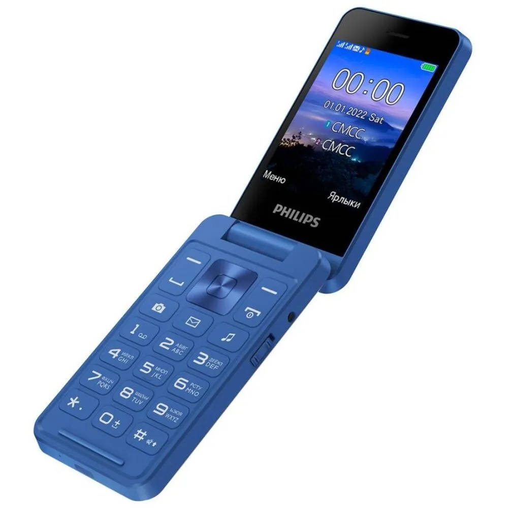 картинка Телефон мобильный Philips E2602 2.8'' Blue Раскладушка от магазина КомпьютерЦентр