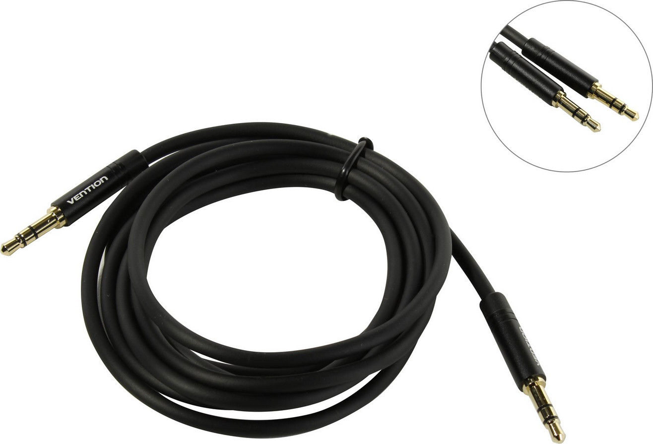 картинка Кабель Vention аудио Jack 3,5 mm M/ Jack 3,5 mm M - 1м Черный (BAKBF) от магазина КомпьютерЦентр