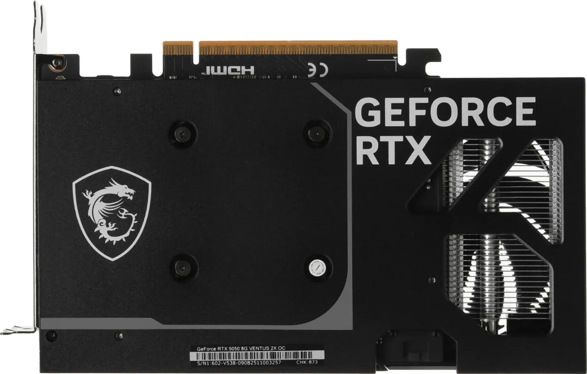 картинка Видеокарта 8Gb GDDR6 GeForce RTX 5050 MSI VENTUS 2X OC, 128 бит, PCI-e 5.0, 1xHDMI, 3xDP, 2617 МГц (RTX 5050 8G VENTUS 2X OC) от магазина КомпьютерЦентр