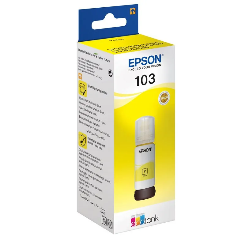 картинка Чернила Epson 103Y C13T00S44A желтый (65мл) для Epson L3100, 3110, 3150 от магазина КомпьютерЦентр