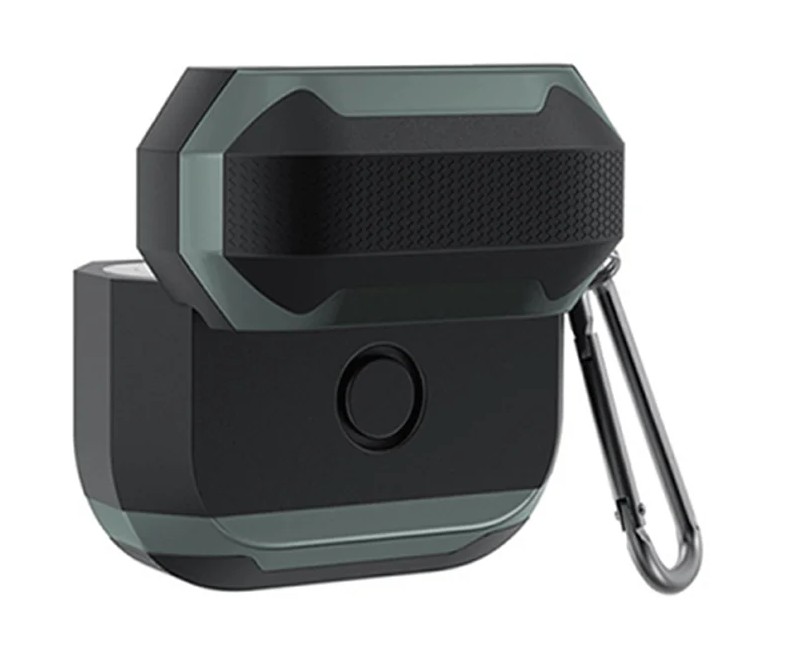картинка Чехол для AirPods Pro 2 WiWU Defender Strong Metal Ultimate Protection Черный+Серый от магазина КомпьютерЦентр
