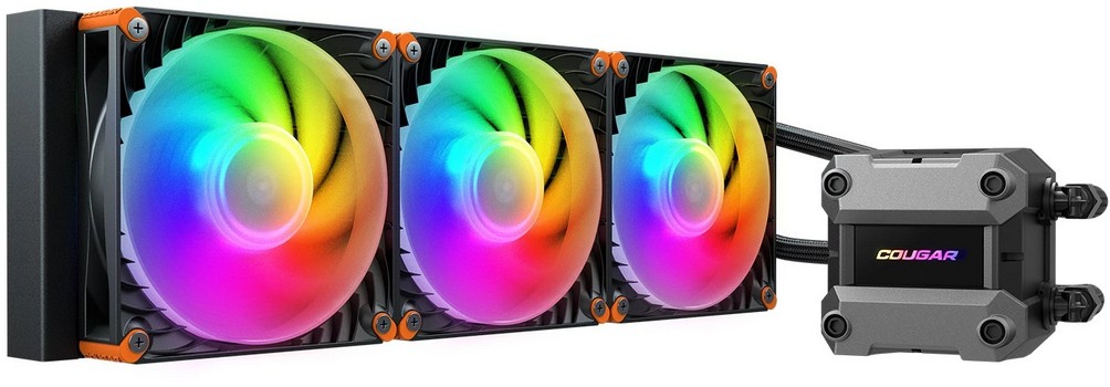 картинка СЖО Cougar Poseidon Ultra ARGB 360 (394x120x27 mm, 500-2200 RPM, 32 dB, ARGB, 4pin PWM) от магазина КомпьютерЦентр