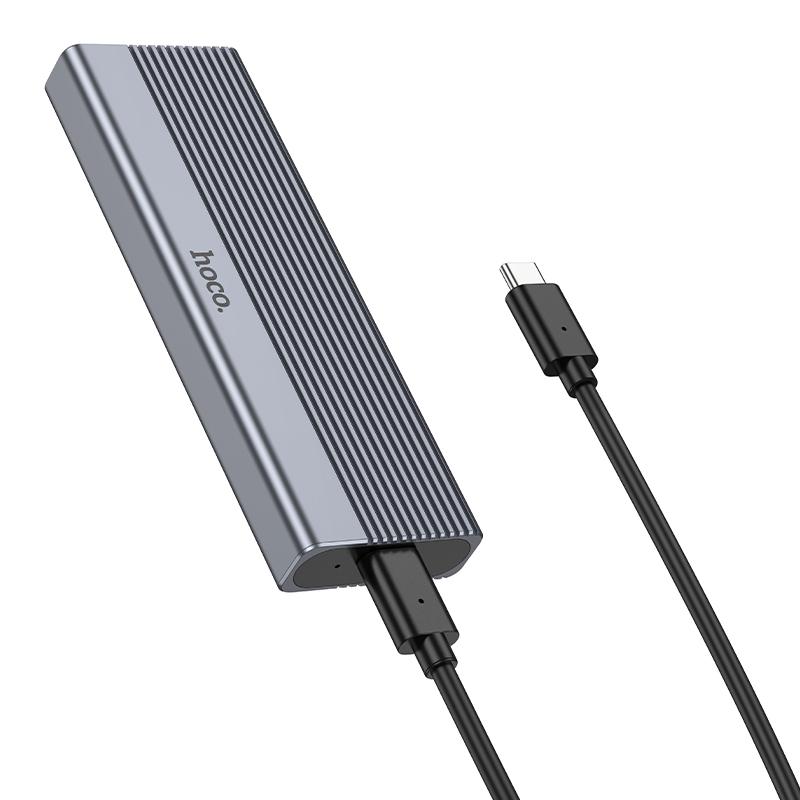 картинка Карман для SSD Hoco HB47A, M.2 SSD Enclosure (USB 3.2/ 10Gbps) Metal Gray от магазина КомпьютерЦентр