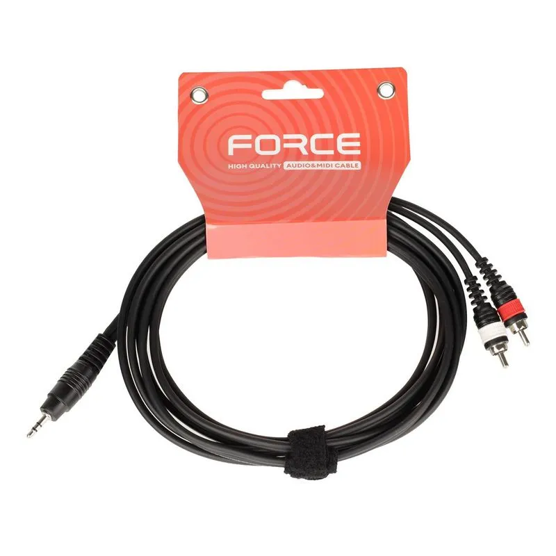 картинка Кабель аудио FORCE FLC-10/ 3 1/ 8'' TRS mini Jack - 2xRCA, высококачественный стерео, используется для подключения смартфонов к микшерам и аудио интерфейсам, длина 3 м от магазина КомпьютерЦентр