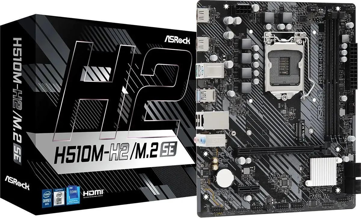 картинка Материнская плата Asrock H510M-H2/ M.2 SE, LGA 1200, Intel H470, 2xDDR4, mATX от магазина КомпьютерЦентр
