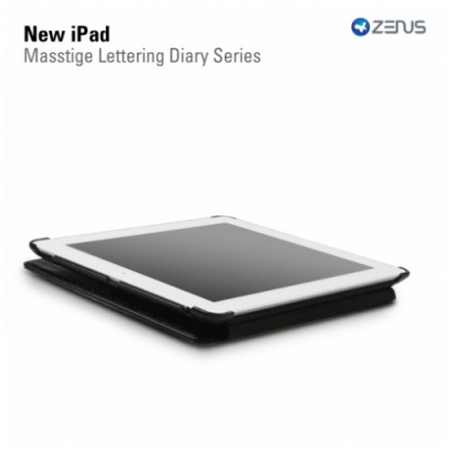 картинка Чехол Zenus Masstige Lettering Diary Series Black for new iPad от магазина КомпьютерЦентр