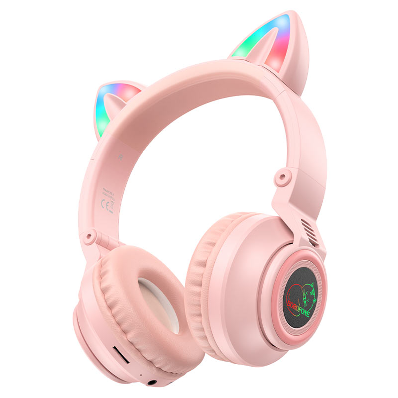 картинка Гарнитура Borofone BO18 Cat ear BT headphones Pink от магазина КомпьютерЦентр