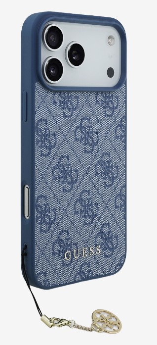 картинка Чехол Guess для iPhone 17 Pro Max PU 4G Classic Metal logo Hard + Charm, Blue (MagSafe) (GUHMP17XGF4GCB) от магазина КомпьютерЦентр
