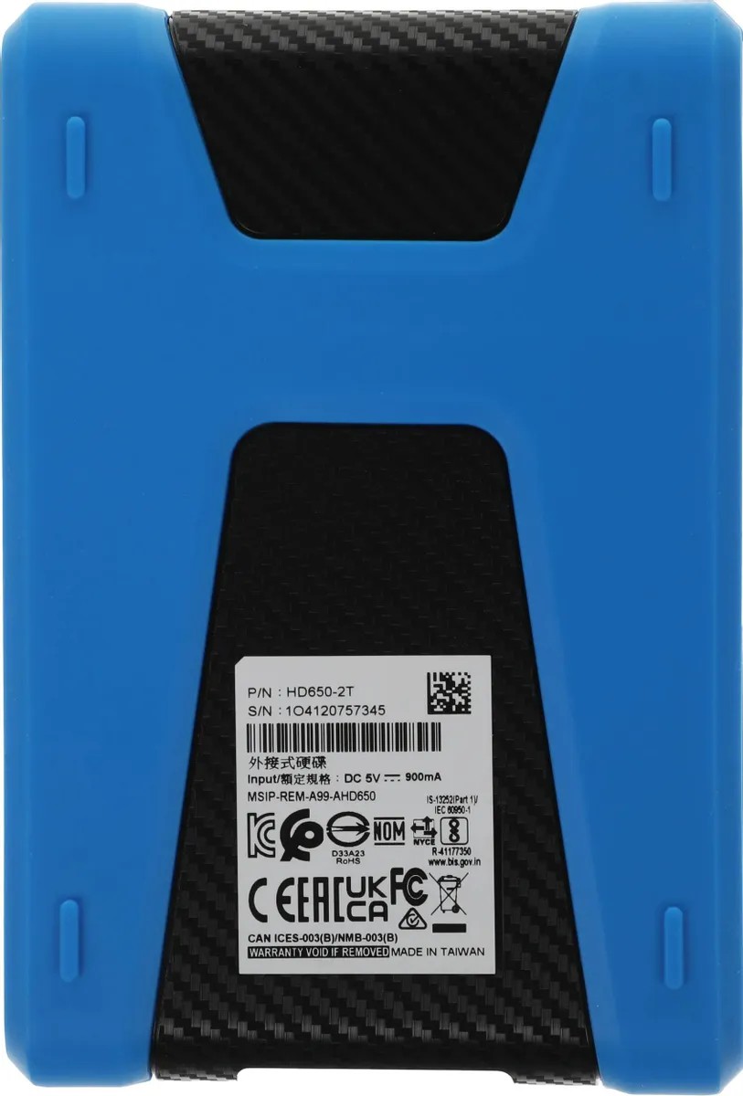 картинка HDD внешний 2Tb A-DATA 2.5'' HD650 DashDrive Durable Blue (AHD650-2TU31-CBL) от магазина КомпьютерЦентр