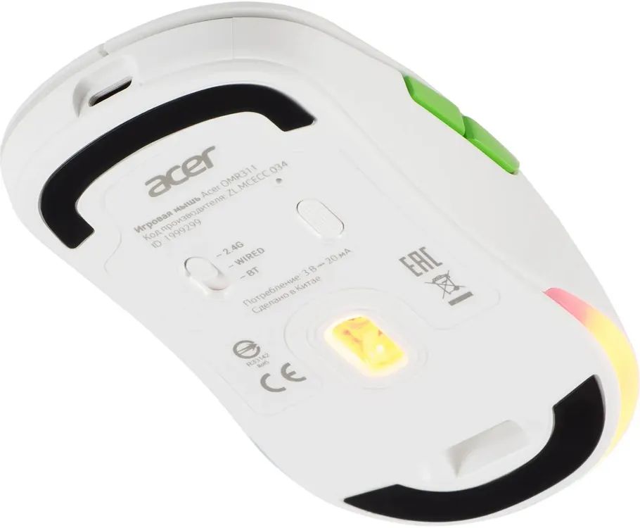 картинка Мышка Acer OMR311, оптическая, беспроводная, 2400dpi, BT/ Radio USB, 7but, белый (ZL.MCECC.034) от магазина КомпьютерЦентр