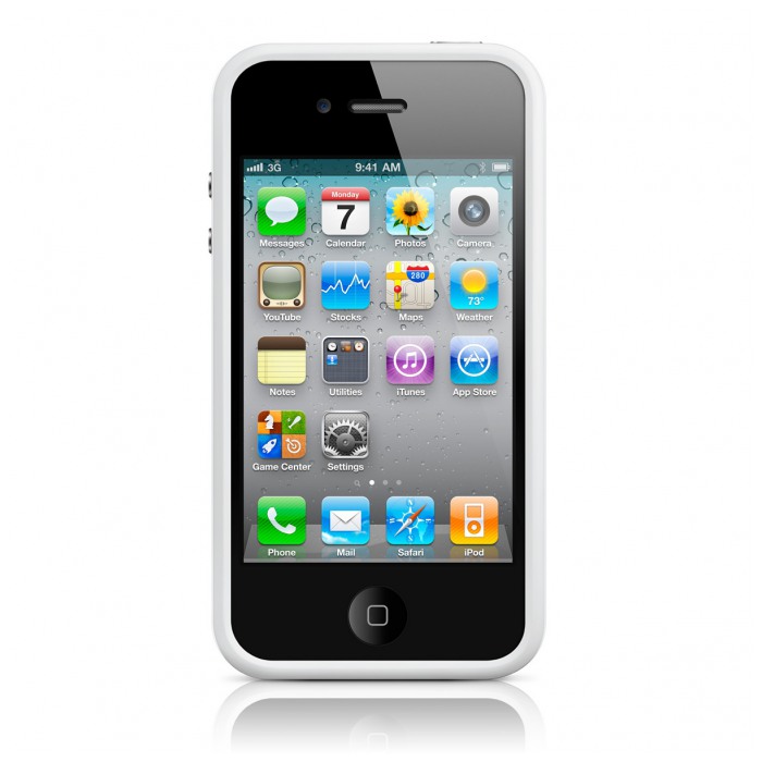 картинка Чехол Apple Bumper White for iPhone 4 (MC668ZM) от магазина КомпьютерЦентр