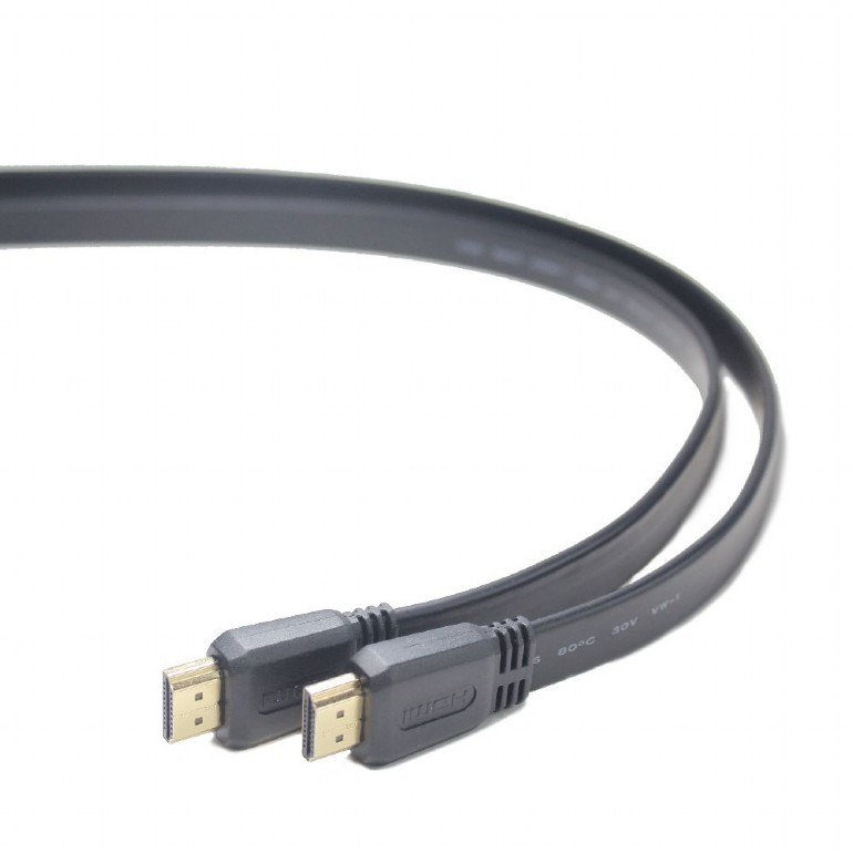 картинка Кабель HDMI Cablexpert CC-HDMI4F-10, 3.0м, 19M/ 19M, v2.0, медь, позол.разъемы, экран, плоский кабель черный от магазина КомпьютерЦентр