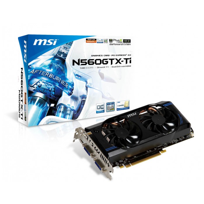 картинка Видеокарта MSI GeForce N560GTX-TI 1Gb 256bit DDR5 (N560GTX-Ti-M2D1GD5/OC) от магазина КомпьютерЦентр