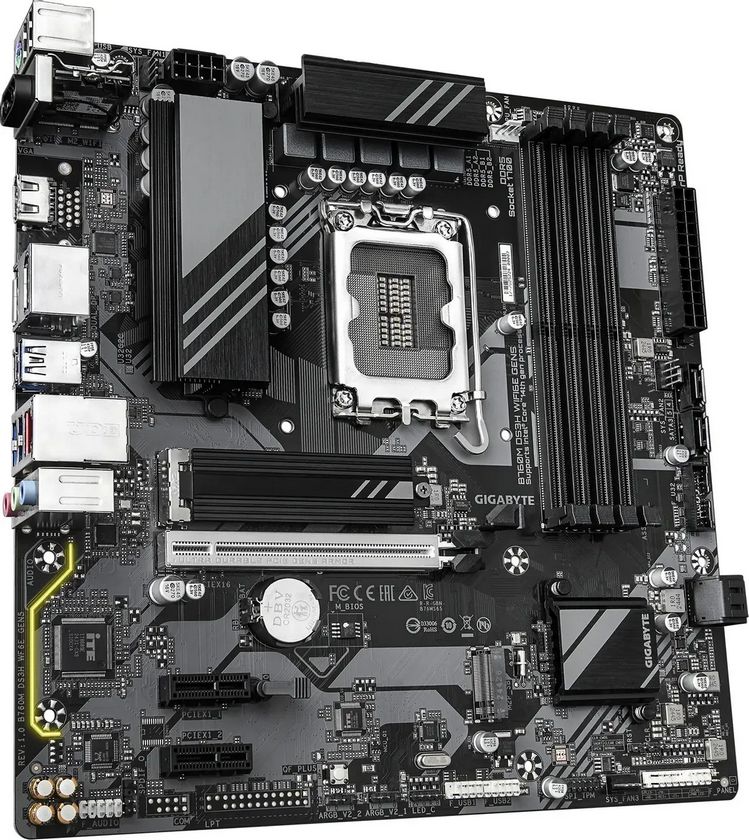 картинка Материнская плата Gigabyte B760M DS3H WF6E GEN5 Soc-1700 Intel B760 4xDDR5 mATX AC`97 8ch(7.1) 2.5Gg RAID+HDMI+DP от магазина КомпьютерЦентр