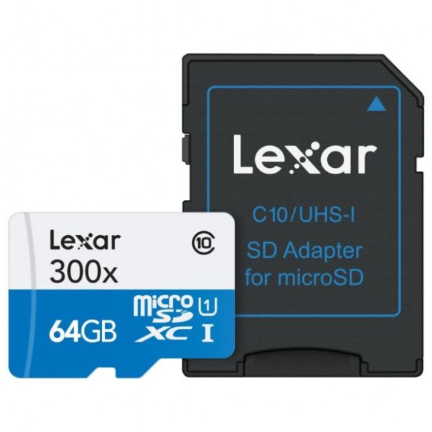 картинка Карта памяти Lexar 64Gb microSDXC class 10 + adapter (LSDMI64GB1EU300A) от магазина КомпьютерЦентр