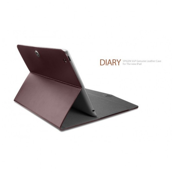 картинка Чехол SGP Leather Case Diary Series Dark Brown for New iPad/ iPad 2 (SGP08843) от магазина КомпьютерЦентр