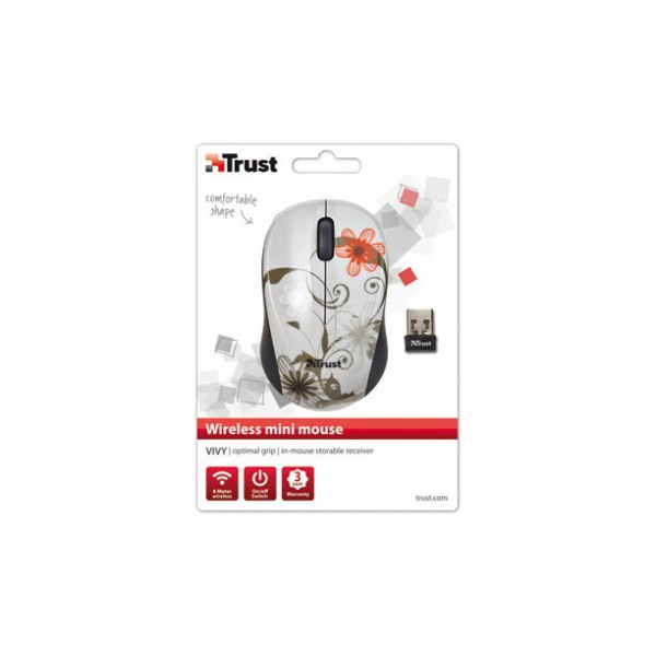 картинка Мышка Trust Vivy Wireless mini Mouse Grey Flower (17247) от магазина КомпьютерЦентр