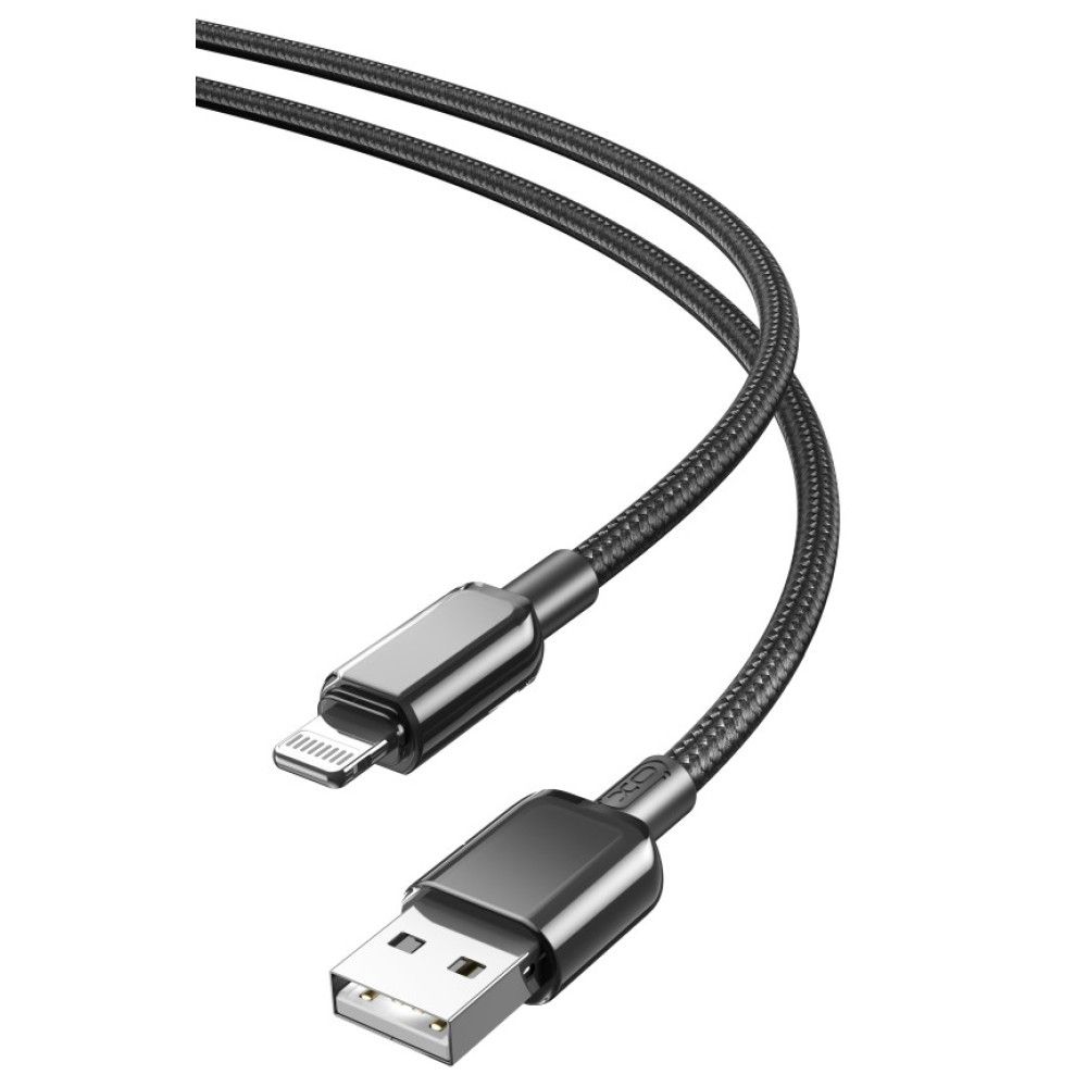 картинка Кабель XO Lightning плетеный прочный XO-NB249, черный, 1 метр от магазина КомпьютерЦентр