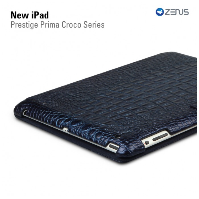 картинка Чехол Zenus Prestige Prima Croco Series Dark Navy for new iPad от магазина КомпьютерЦентр