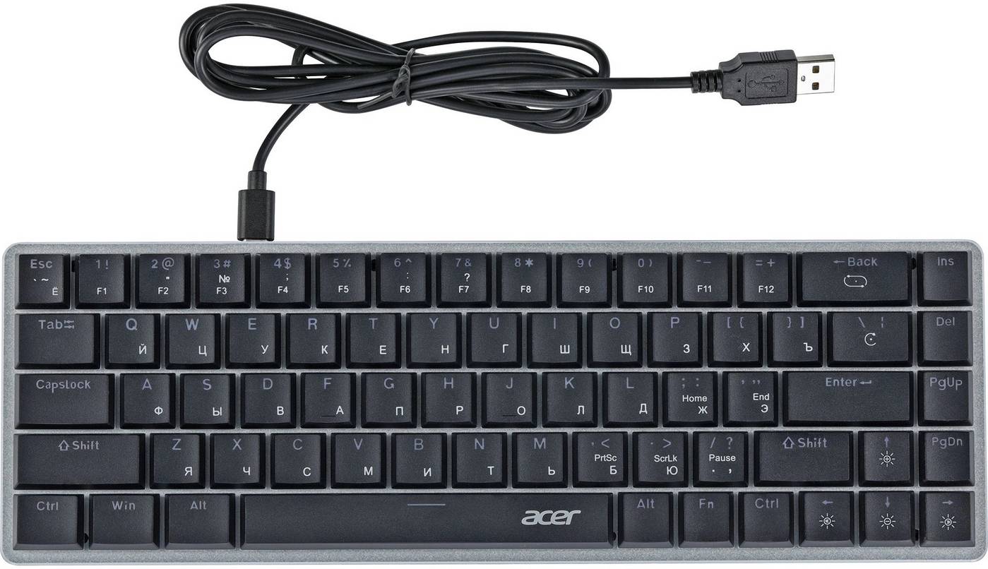 картинка Клавиатура Acer OKW302 механическая серебристый USB Multimedia for gamer для ноутбука LED (ZL.KBDCC.01C) от магазина КомпьютерЦентр
