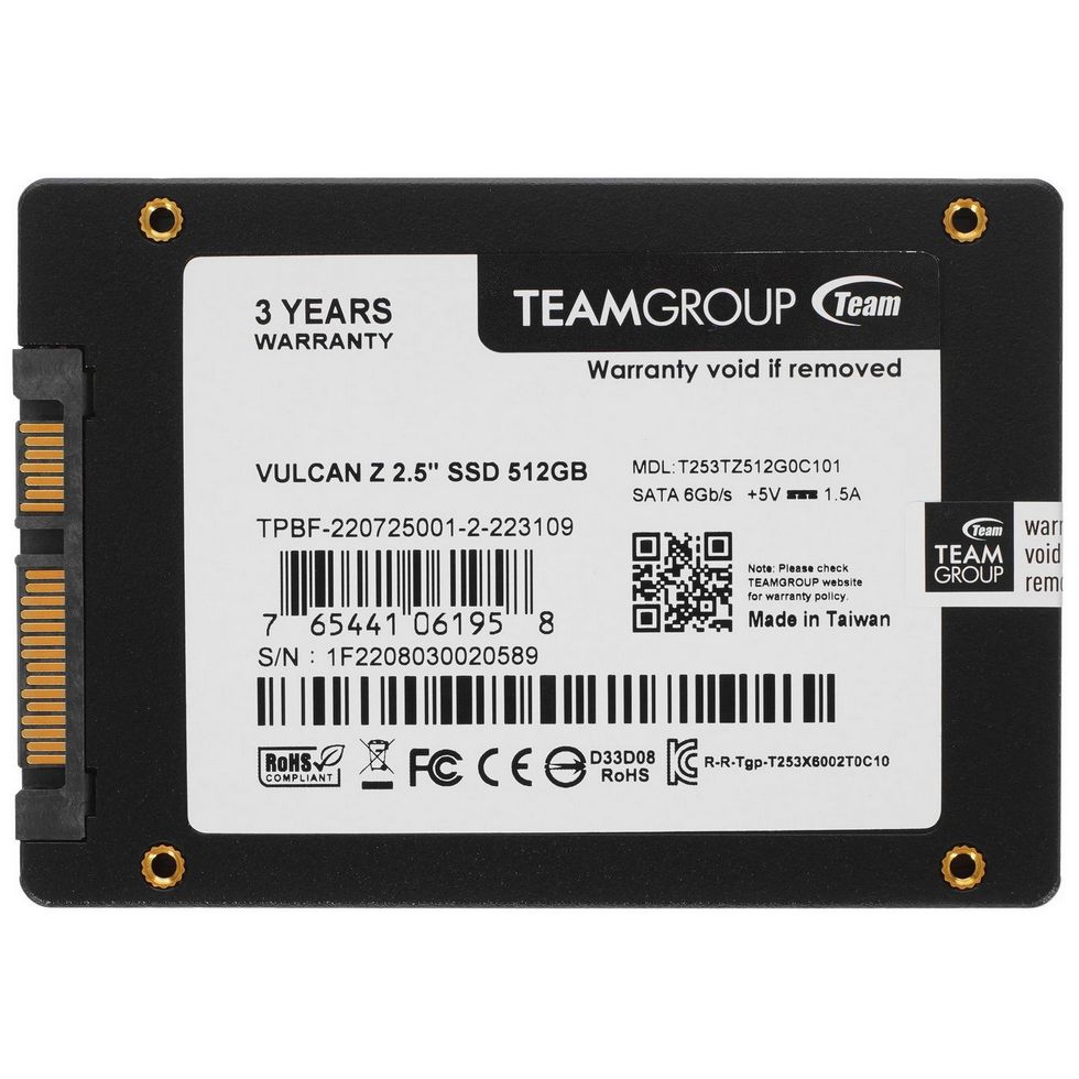картинка SSD накопитель 512Gb 2.5'' Team Group SATA-3 Vulcan Z (T253TZ512G0C101) TLC 3D Nand от магазина КомпьютерЦентр