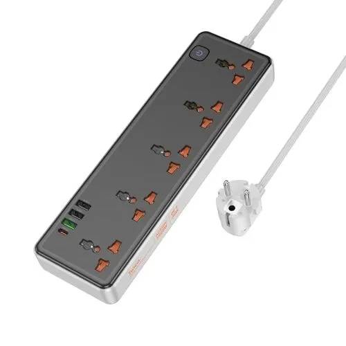 картинка Сетевой фильтр Hoco AC14A Rico 5-position socket (PD30W/ 1C3A) Black от магазина КомпьютерЦентр