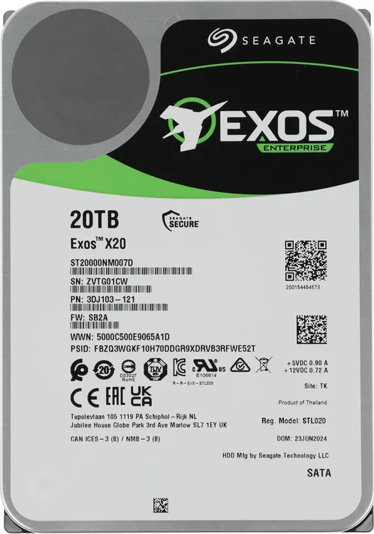 картинка HDD 20.0TB Seagate 3.5'' Server X20 (ST20000NM007D) от магазина КомпьютерЦентр