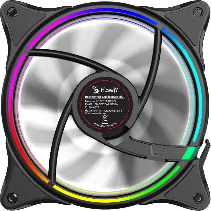 картинка Вентилятор Bloody BD-CF120ARGB3 ARGB 120х120x25 черный 4-pin (BD-CF120ARGB3-BK) от магазина КомпьютерЦентр