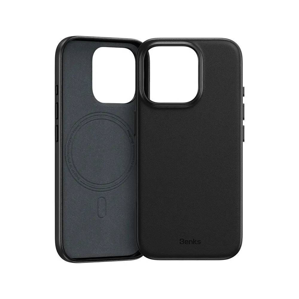 картинка Чехол из экокожи Benks VitaPro Protective Case (MagSafe) для iPhone 16 Pro 6.3'', цвет черный (Black) от магазина КомпьютерЦентр