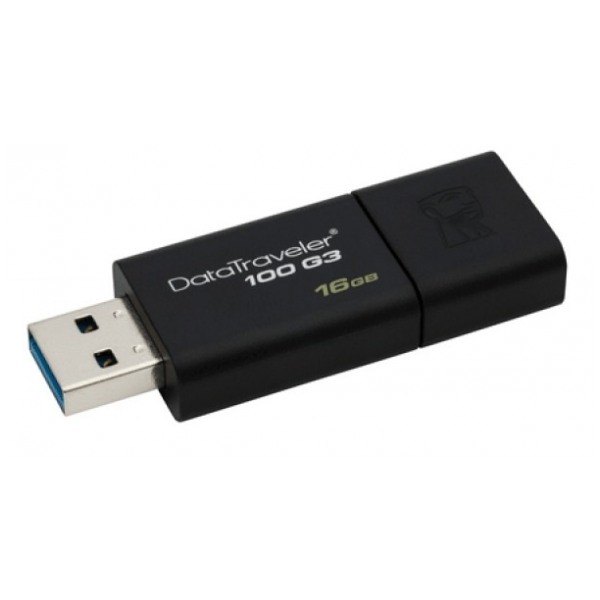 картинка Флешка USB Kingston 16Gb DataTraveler100 G3 Black (DT100G3/16GB) от магазина КомпьютерЦентр