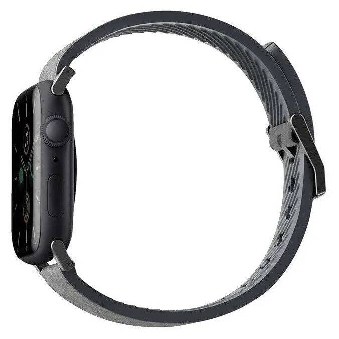 картинка Кожаный влагоустойчивый ремень Uniq STRADEN для Apple Watch 49/ 45/ 44/ 42мм серый (45MM-STRAGRY) от магазина КомпьютерЦентр