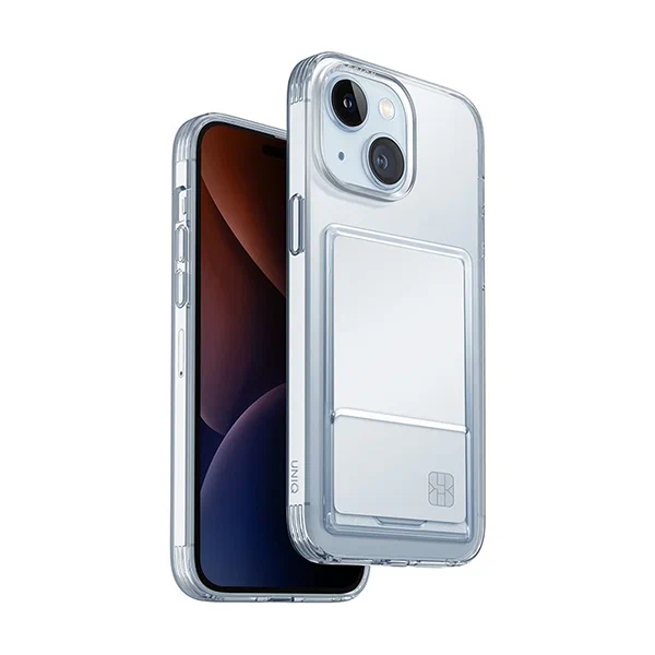 картинка Чехол со слотом под карту Uniq HYBRID AIR FENDER ID для iPhone 15 6.1'', прозрачный (Transparent) (IP6.1(2023)-AFIDTRAN) от магазина КомпьютерЦентр