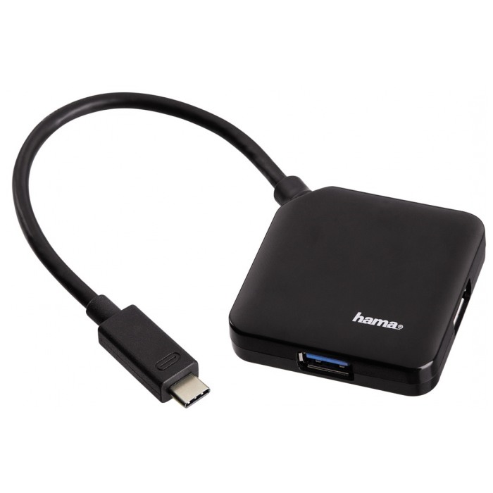 картинка HUB USB HAMA 4-port Type-C Plug USB 3.0 Black (135750) от магазина КомпьютерЦентр