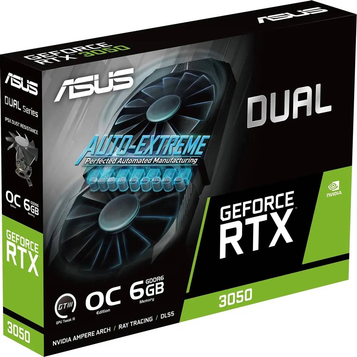 картинка Видеокарта 6Gb GDDR6 GeForce RTX 3050 Asus (DUAL-RTX3050-O6G) от магазина КомпьютерЦентр