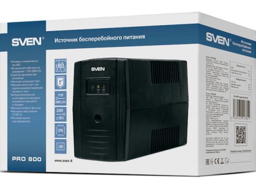 картинка ИБП Sven Pro 800, 480wt, 800VA (SV-013851) от магазина КомпьютерЦентр