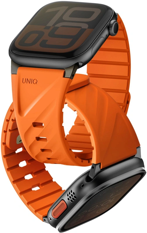 картинка Ремень каучуковый универсальный Uniq FLUO для Apple Watch 40-49, цвет оранжевый (VOLT ORANGE) (49-40MM-FLUOVORG) от магазина КомпьютерЦентр