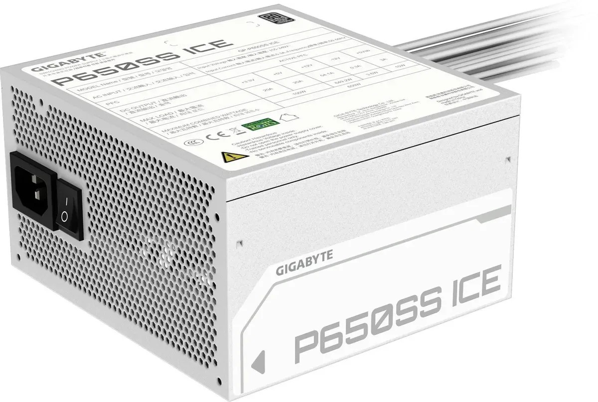 картинка Блок питания Gigabyte GP-P650SS ICE, 650Вт, белый, retail (28200-P65SW-1EU) от магазина КомпьютерЦентр