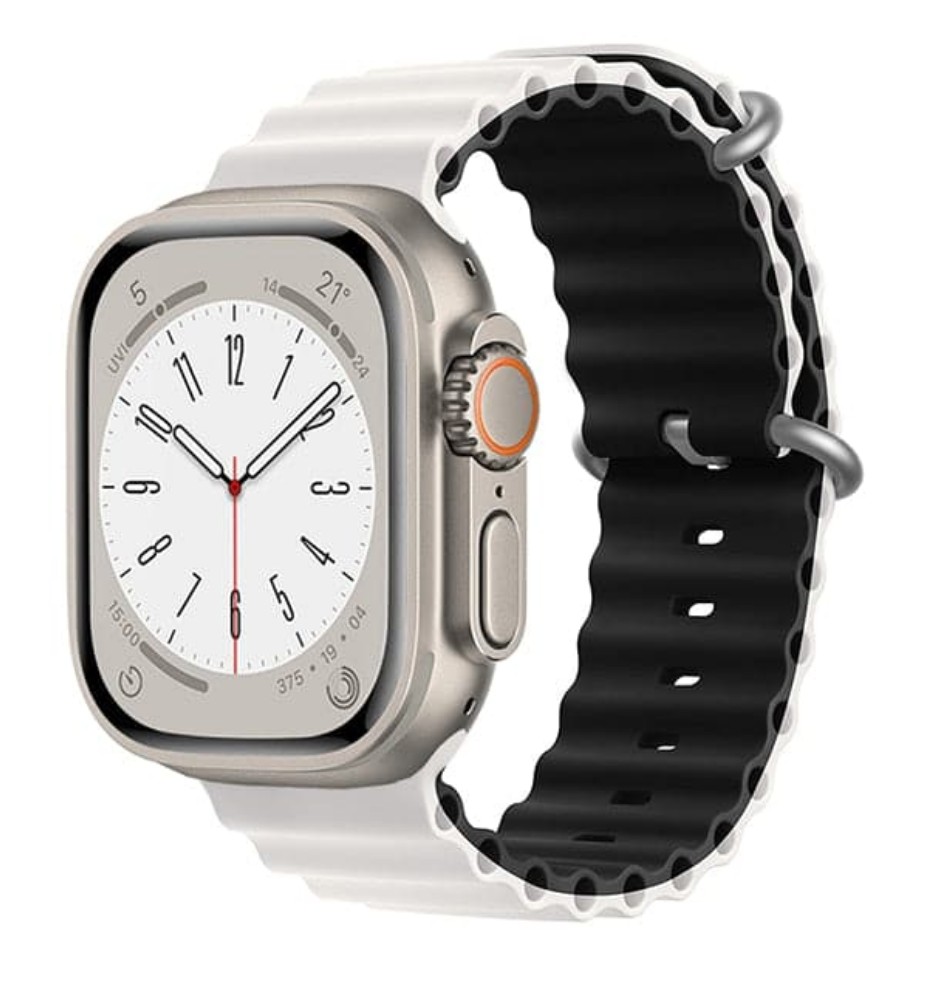 картинка Ремешок Apple watch 42mm/ 44mm Ocean Band Double color White-Black от магазина КомпьютерЦентр