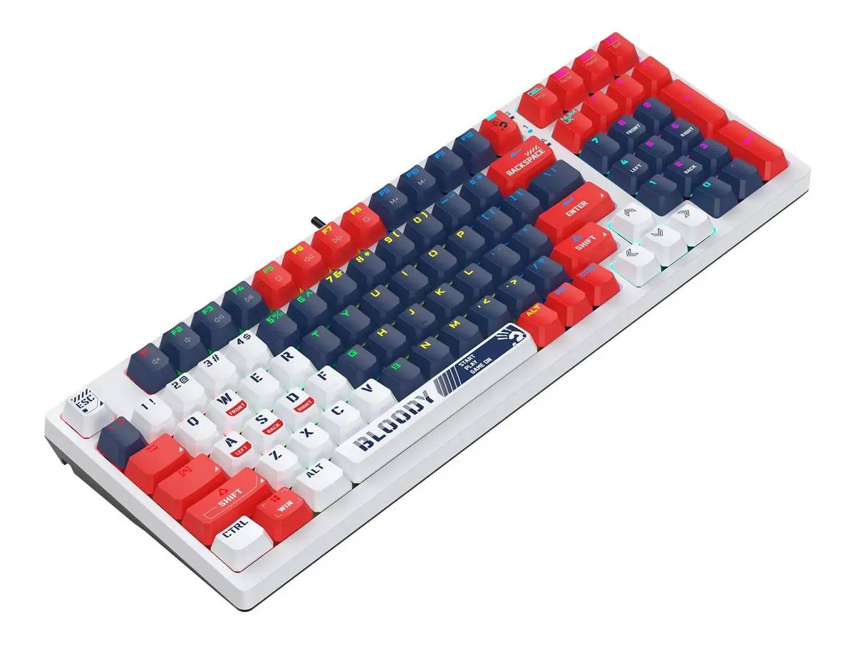 картинка Клавиатура A4Tech Bloody S98, белый/ синий, for gamer, LED (SPORTS NAVY) от магазина КомпьютерЦентр