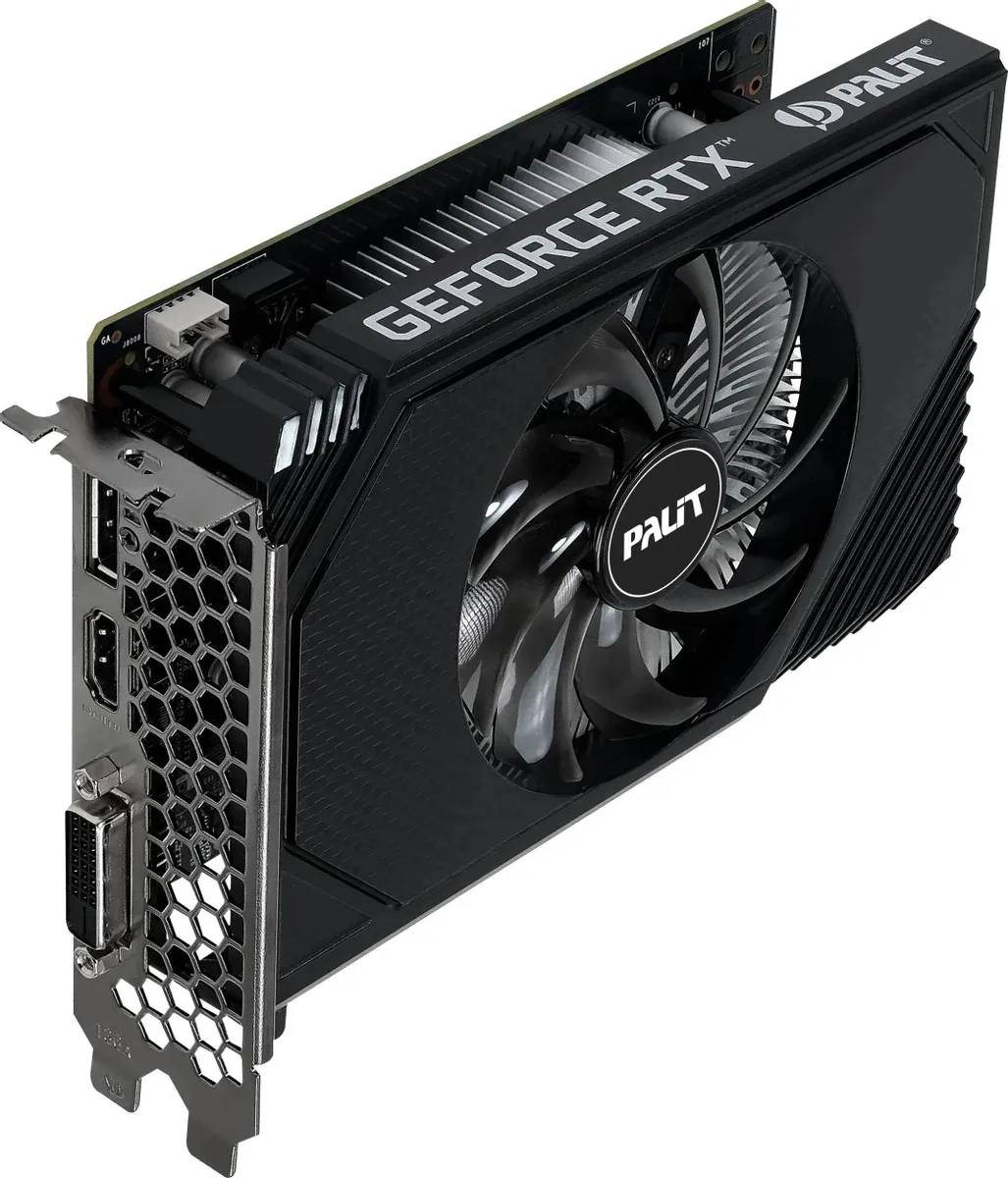 картинка Видеокарта 6Gb GDDR6 GeForce RTX 3050 STORMX OC Palit (NE63050S18JE-1070F) от магазина КомпьютерЦентр