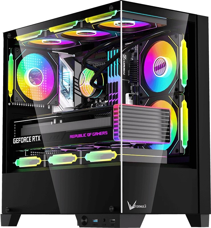 картинка Корпус Formula Crystal Z1M Plus FR, черный, без БП, mATX, PSU CRYSTAL Z1M + FR от магазина КомпьютерЦентр