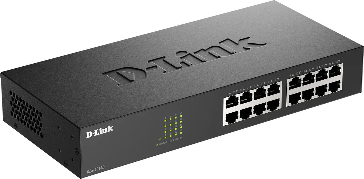 картинка Switch 16-port D-Link DES-1016D/ I1A 10/ 100BaseTX неуправляемый от магазина КомпьютерЦентр