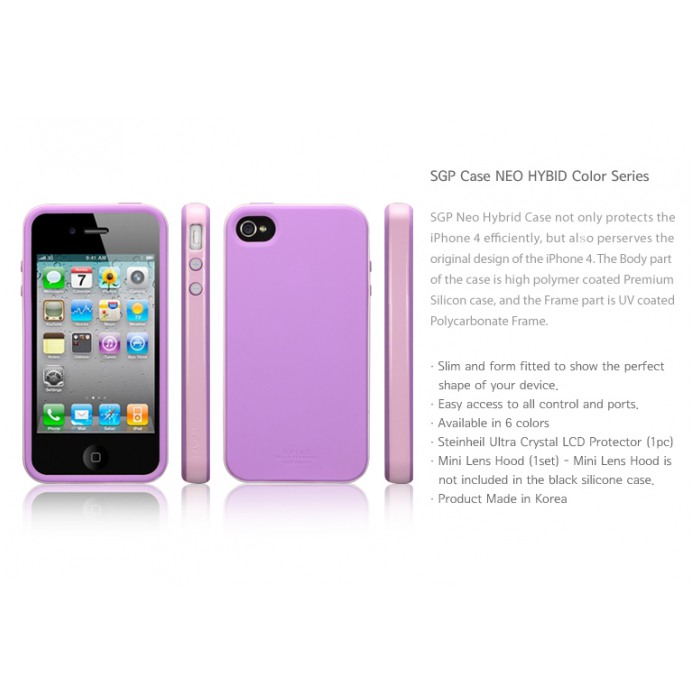 картинка Чехол SGP Neo Hybrid Case Color Series Sherbet Pink for iPhone 4 (Steinheil Crystal Screen) (SGP07048) от магазина КомпьютерЦентр