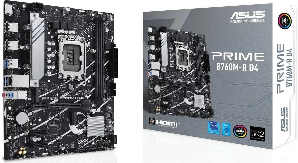 картинка Материнская плата Asus PRIME B760M-R D4, LGA 1700, Intel B760, 2xDDR4,  mATX от магазина КомпьютерЦентр